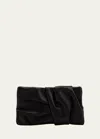 Jimmy Choo Bonny Ruched Satin Clutch Bag In Black