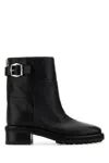 Jimmy Choo Women Brooklyn Ab 50 Leather Boots With Adjustable Strap In Black