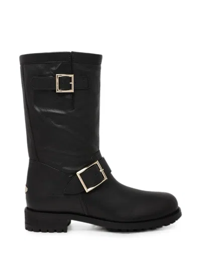 Jimmy Choo Biker Mid Buckled Boots In Black