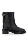 Jimmy Choo Women Brooklyn Ab 50 Leather Boots With Adjustable Strap In Black