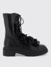 Jimmy Choo Nari Flowers Combat Booties In Black Leather In Black
