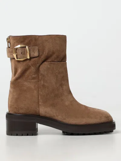 JIMMY CHOO FLAT ANKLE BOOTS JIMMY CHOO WOMAN COLOR COFFEE,G15440132
