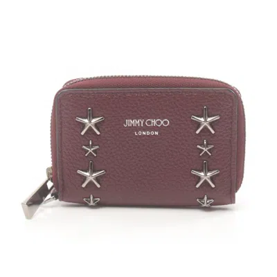 Pre-owned Jimmy Choo Bordeaux Leather Coin Purse/coin Case ()