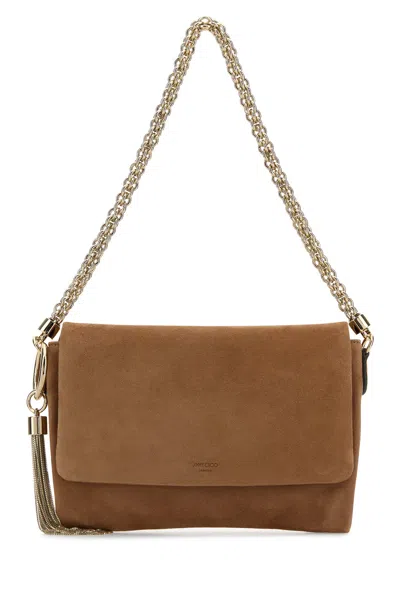 Jimmy Choo Biscuit Suede Callie Shoulder Bag In Brown