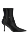 Jimmy Choo Womens Black Cycas 80 Logo-embellished Leather Heeled Ankle Boots In Black