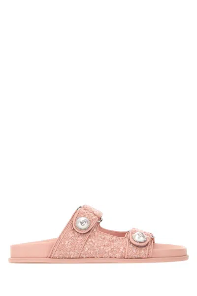 Jimmy Choo Boucle Loop Fayence Fabric Slippers In Pink