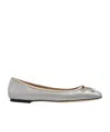 Jimmy Choo Silver Leather Ballet Flats In Gray