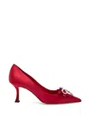Jimmy Choo Women's Auria 70mm Crystal-embellished Bow Satin Pumps In Burgundy