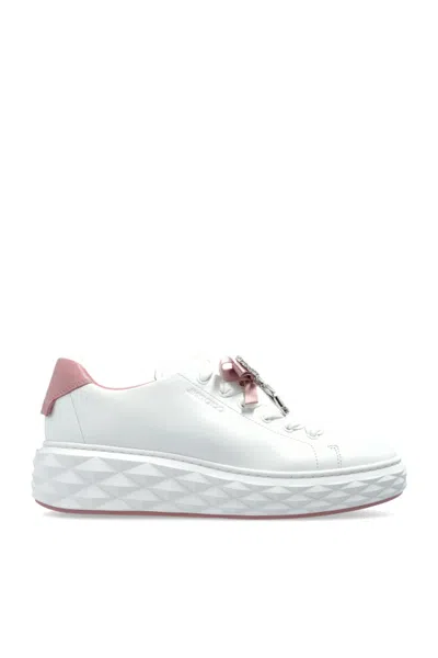 Jimmy Choo Bow Embellished Lace-up Sneakers In White