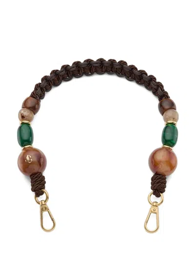 Jimmy Choo Braided Beaded Strap In Brown