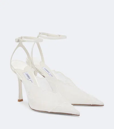Jimmy Choo Bridal Faiz Lace And Leather Pumps In White