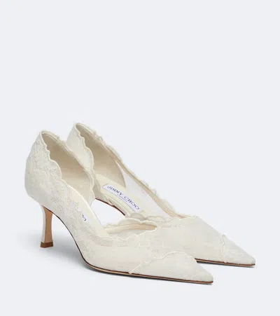Jimmy Choo Bridal Faiz Lace Pumps In White