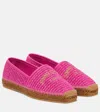 Jimmy Choo Brie Raffia Embroidered Logo Espadrilles In Fuchsia/gold