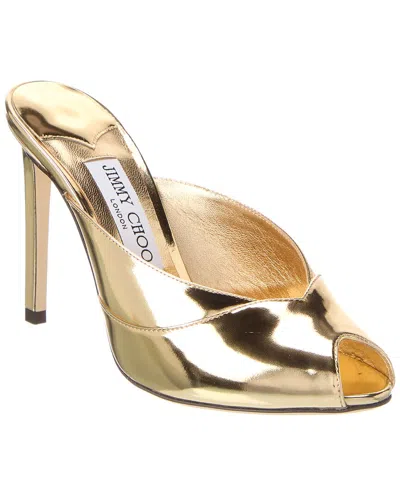 Jimmy Choo Brigitte 100 Leather Mule In Gold