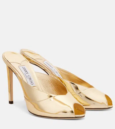Jimmy Choo Brigitte 100 Mirrored Leather Mules In Gold