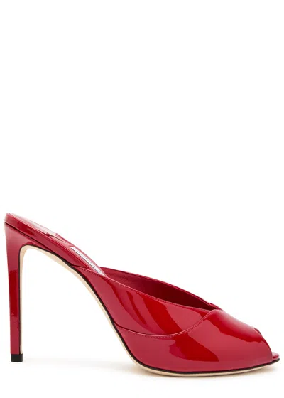 Jimmy Choo Brigitte 100mm Patent Leather Mule Pumps In Red