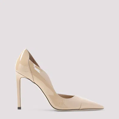 Jimmy Choo Brigitte 100 Patent Leather Pointed Toe Pumps In Neutral