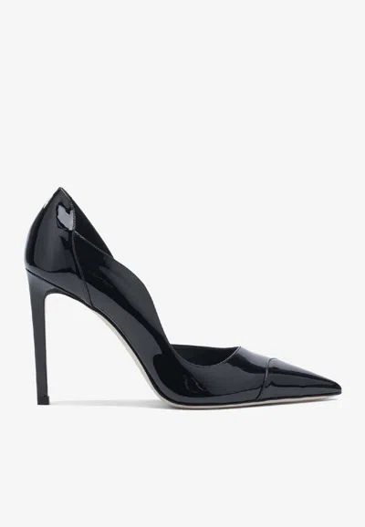 Jimmy Choo Brigitte Black Pumps With Thin Heel In Shiny Leather Woman