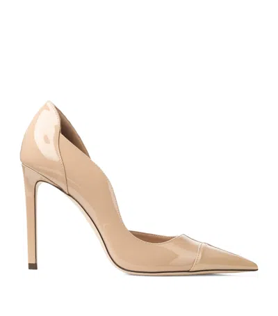 Jimmy Choo Brigitte 100 Patent Leather Pointed Toe Pumps In Neutral