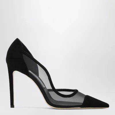 Jimmy Choo Brigitte 100 Pumps In Black Suede And Mesh