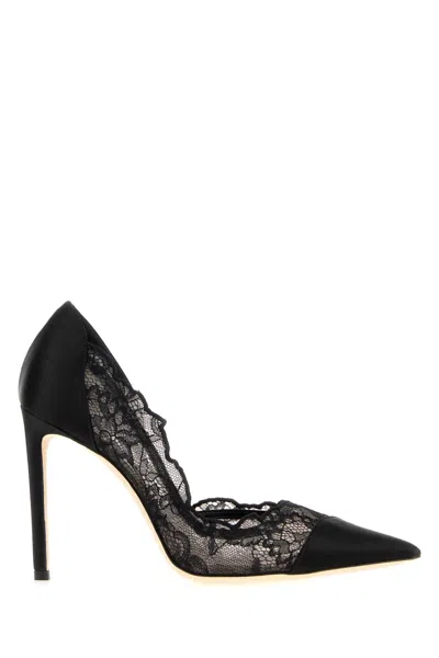 Jimmy Choo Brigitte 100 Satin And Lace Pumps With 10cm Heel In Black