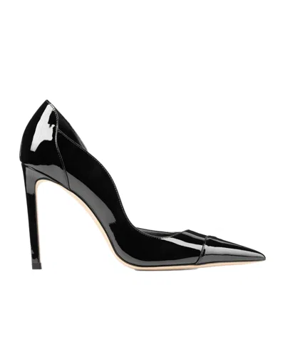 Jimmy Choo Brigitte Black Pumps With Thin Heel In Shiny Leather Woman