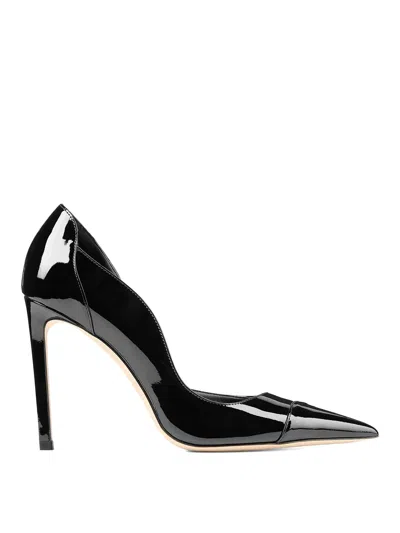 Jimmy Choo Brigitte Black Pumps With Thin Heel In Shiny Leather Woman