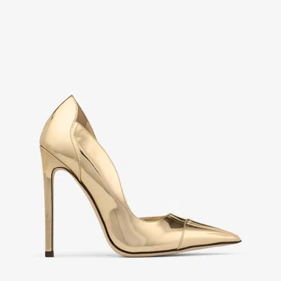 Jimmy Choo Brigitte 120 Gold Liquid Metal Leather Pumps Silver 39