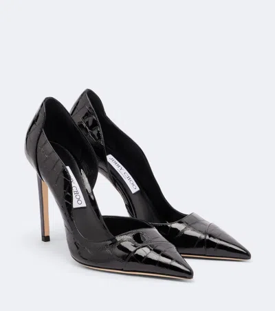 Jimmy Choo Brigitte Croc-effect Patent Leather Pumps In Animal Print