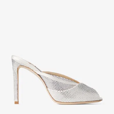 Jimmy Choo Brigitte Mule 100 Ivory Mesh Mules With Crystal Embellishment Ivory/crystal 39 In White