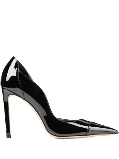 Jimmy Choo Brigitte Black Pumps With Thin Heel In Shiny Leather Woman