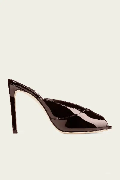 Jimmy Choo Brigitte Patent Mule 100 In Chocolate In Brown