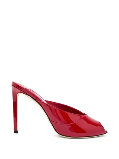 Jimmy Choo Brigitte 100mm Patent Leather Mule Pumps In Red