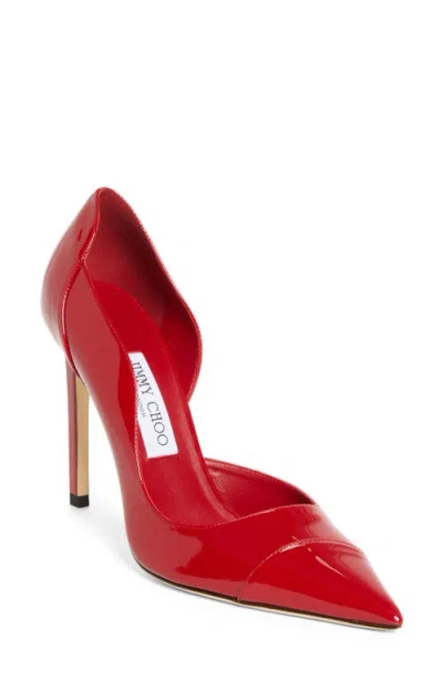 Jimmy Choo Brigitte Pointed Toe Half D'orsay Pump In Red