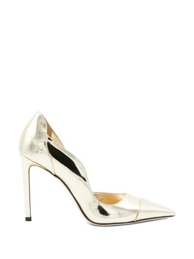 Jimmy Choo 100mm Brigitte Metallic Leather Pumps In Gold