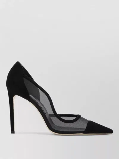 Jimmy Choo Brigitte Pumps Mesh Panels Pointed Toe Stiletto In Black