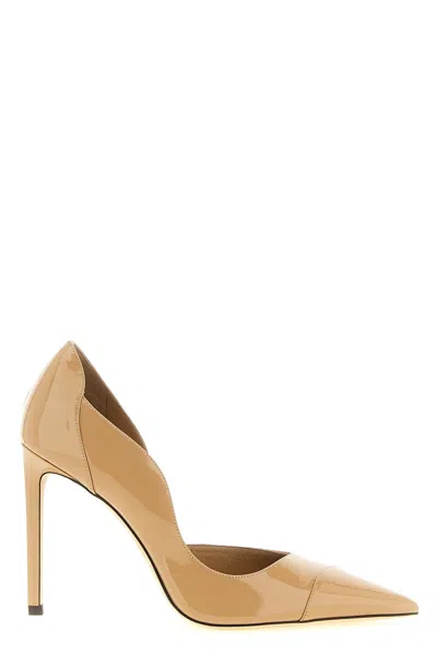 Jimmy Choo Brigitte 100 Patent Leather Pointed Toe Pumps In Neutral