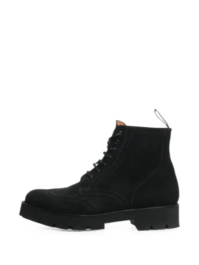 Pre-owned Jimmy Choo Brogue Lace-up Ankle Boots In Black