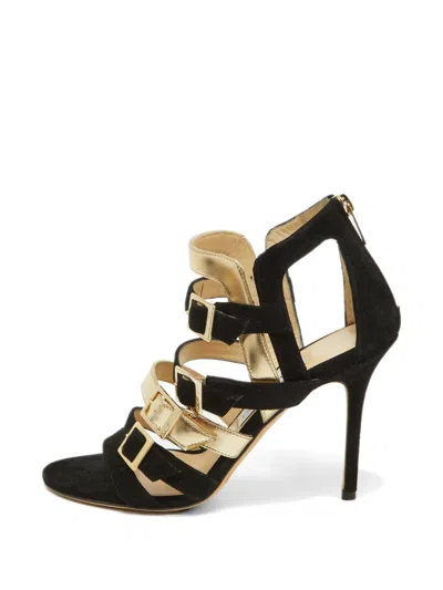 Pre-owned Jimmy Choo Bronx Multi-buckle Heeled Sandals In Black