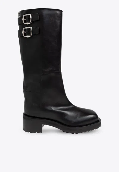 JIMMY CHOO BROOKLYN 50 LEATHER KNEE-HIGH BOOTS