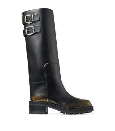 JIMMY CHOO BROOKLYN 50 LEATHER KNEE-HIGH BOOTS