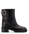 Jimmy Choo Women Brooklyn Ab 50 Leather Boots With Adjustable Strap In Black