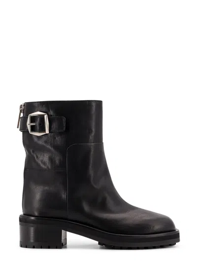 JIMMY CHOO BROOKLYN AB 50 LEATHER BOOTS WITH ADJUSTABLE STRAP