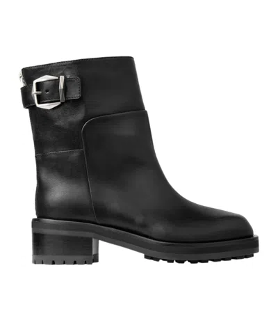 Jimmy Choo Brooklyn Ab 50 Leather Boots With Adjustable Strap In Black
