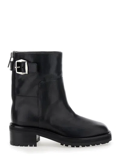 JIMMY CHOO JIMMY CHOO WOMEN 'BROOKLYN' BLACK ANKLE BOOTS WITH BUCKLE IN SMOOTH LEATHER WOMAN
