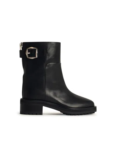JIMMY CHOO JIMMY CHOO 'BROOKLYN' BLACK LEATHER ANKLE BOOTS