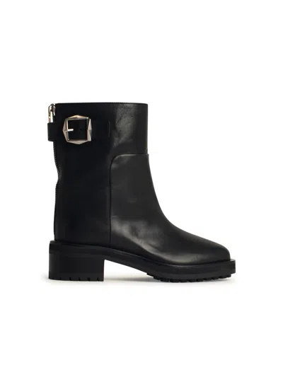 JIMMY CHOO JIMMY CHOO 'BROOKLYN' BLACK LEATHER ANKLE BOOTS