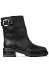 Jimmy Choo Women Brooklyn Ab 50 Leather Boots With Adjustable Strap In Schwarz