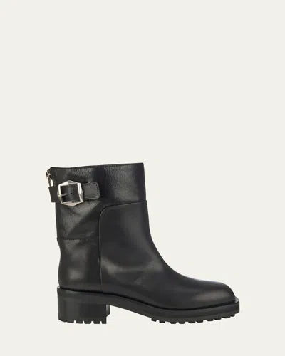 Jimmy Choo Brooklyn Leather Moto Booties In Black