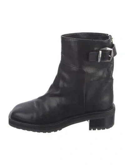 Pre-owned Jimmy Choo Brooklyn Leather Moto Boots In Black